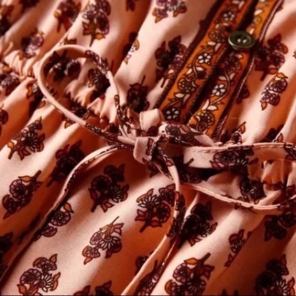 Pink & Maroon Floral Ornate Bohemian Gypsy Button Front Tank Summer Casual Dress - Picture 12 of 16